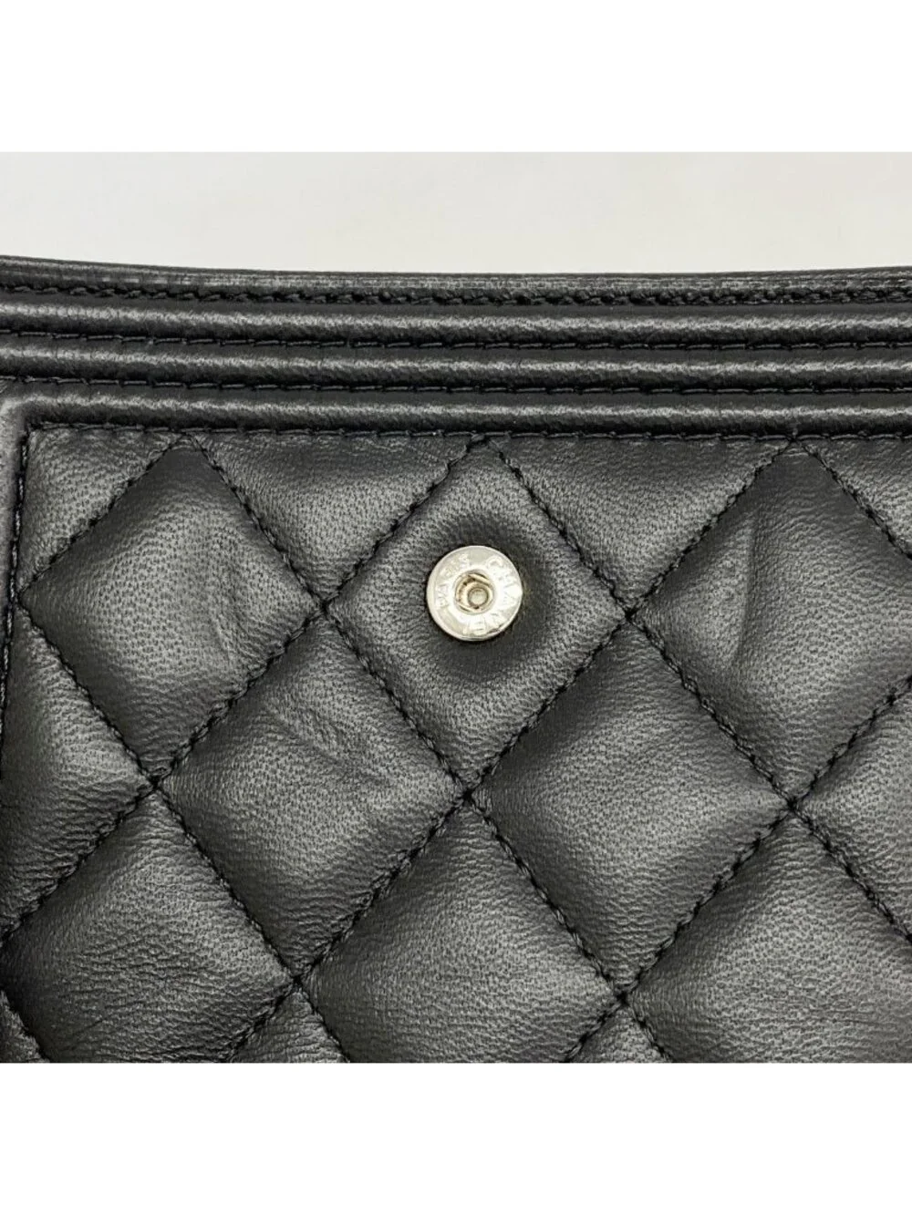 Chanel Wallet Boy Lambskin Black Silver